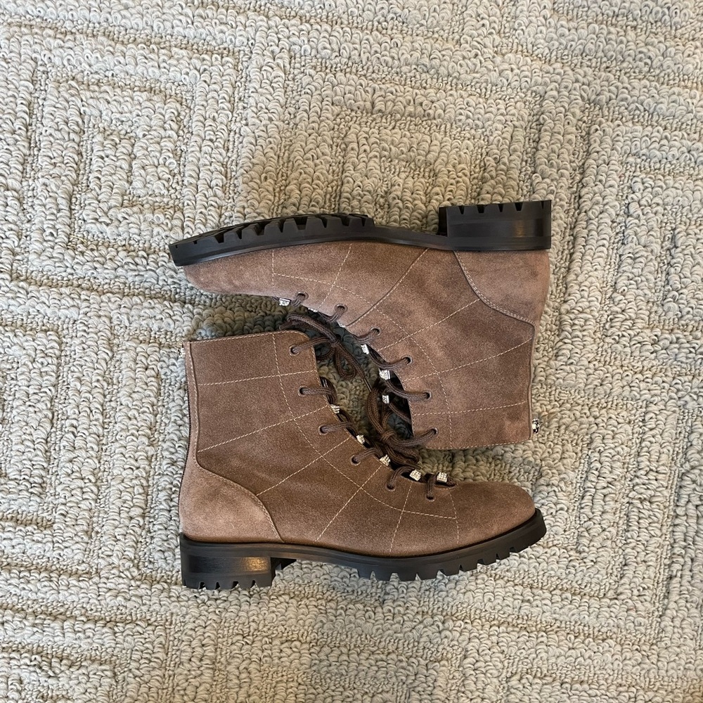 Brand New Jimmy Choo Bren Flat Mink Silver Combat Boots 40 Crystal - Picture 5 of 10